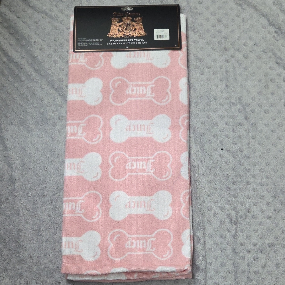 Pink Juicy Couture Dog Bone Mocrofibee Pet Towel
